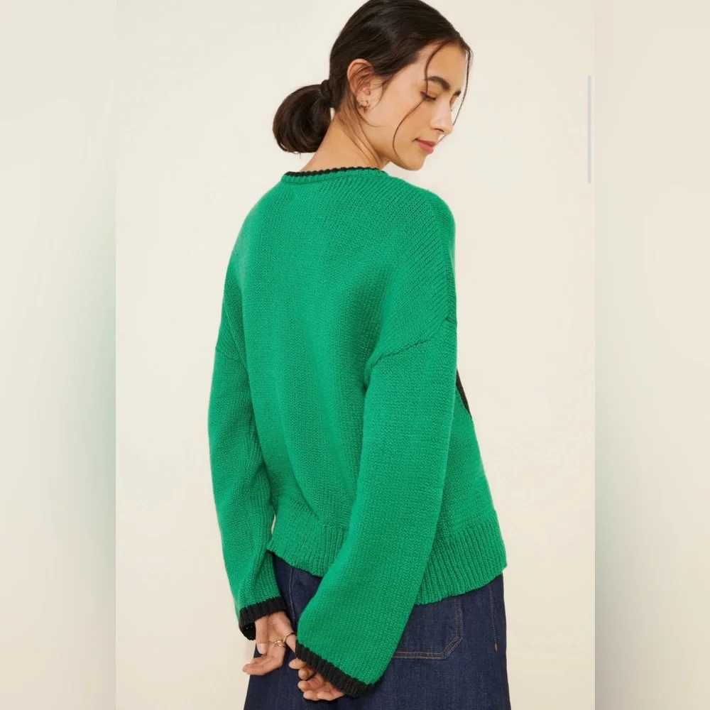 Anthropologie Porridge Wide Sleeve Graphic Number Sweater - Picture 2 of 11